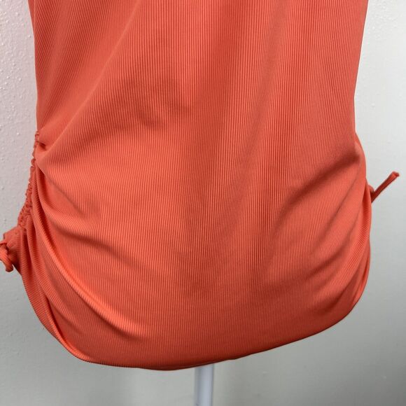 Carve Designs Shirt Women Large Orange Quarter Zip Ruched Short Sleeve Active - Picture 12 of 15